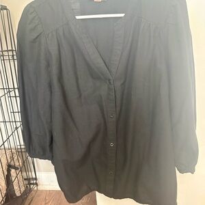 Knox Rose Black Button-Up Blouse